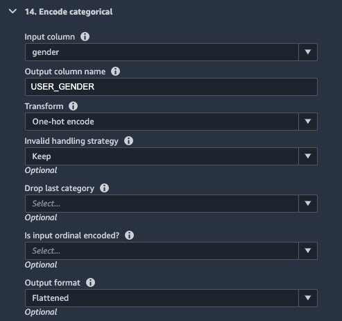 We also perform a one hot encoding on the USER_GENDER column.