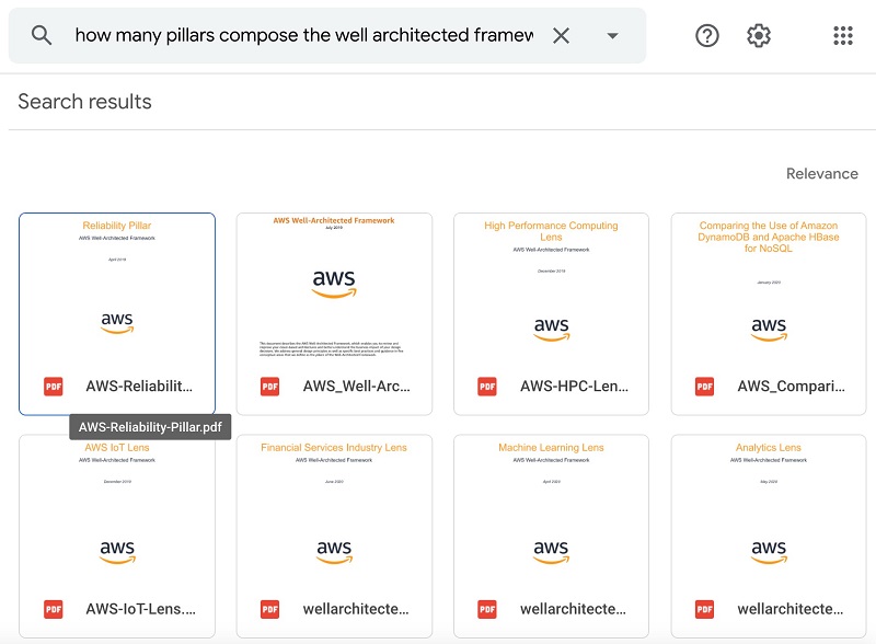 Hyperedge- , PCB Design, Hardware Design, Electronics Design, The next query is “How many pillars compose the well architected framework?” The following screenshot shows the response from Google Drive.