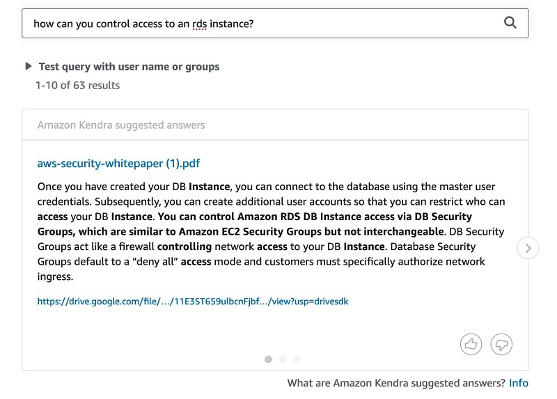 Hyperedge- , PCB Design, Hardware Design, Electronics Design, The following screenshot shows the query results in Amazon Kendra.