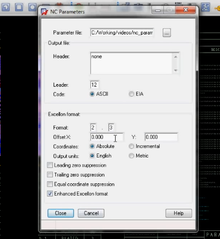 Setting up NC parameters in Allegro