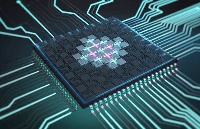A visual representation of a quantum processor based on superconducting qubits