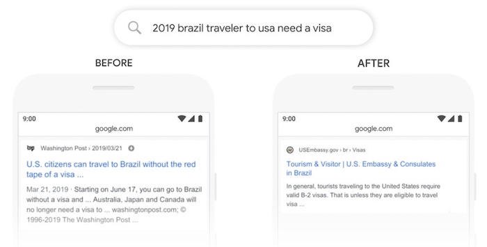 An example of Google's BERT at work.