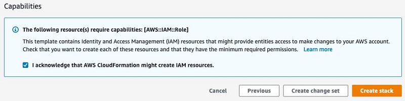 Choose Create stack.