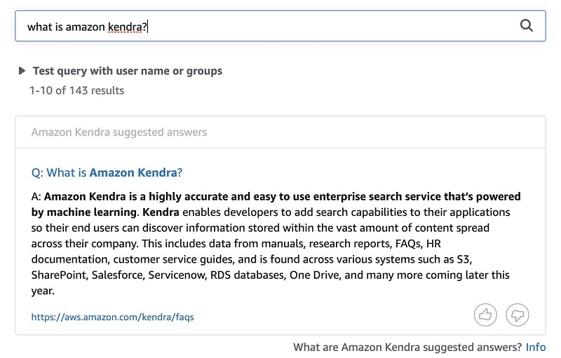 Hyperedge- , PCB Design, Hardware Design, Electronics Design, For example, the following screenshot shows the results for the question “what is Amazon Kendra?”