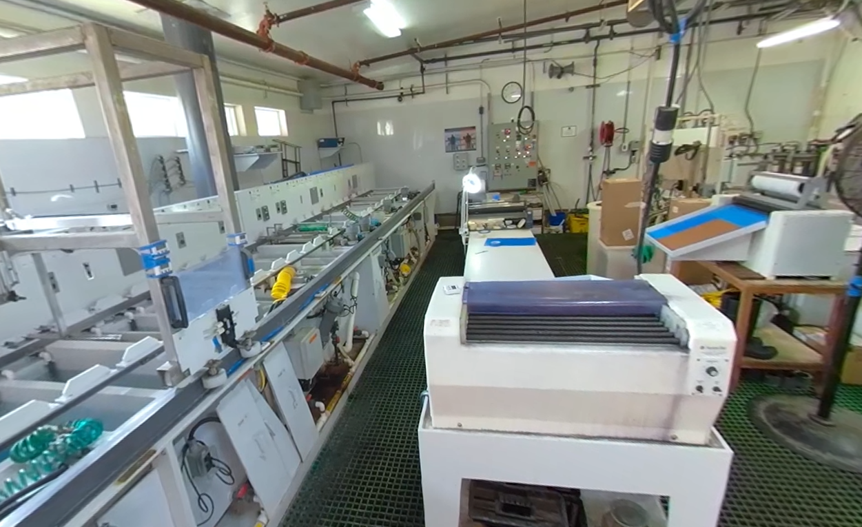 Surface finish station at Sierra Circuits manufacturing facility