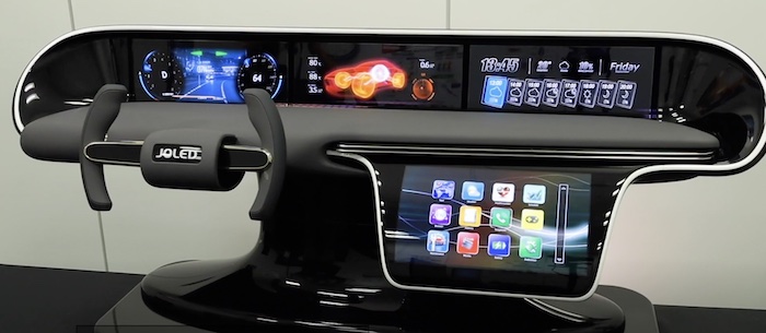 A demo unit for an automotive dashboard.