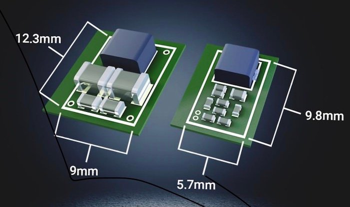 Hyperedge- , PCB Design, Hardware Design, Electronics Design, An image of the integrated filter which can reduce overall board size by up to 50%.