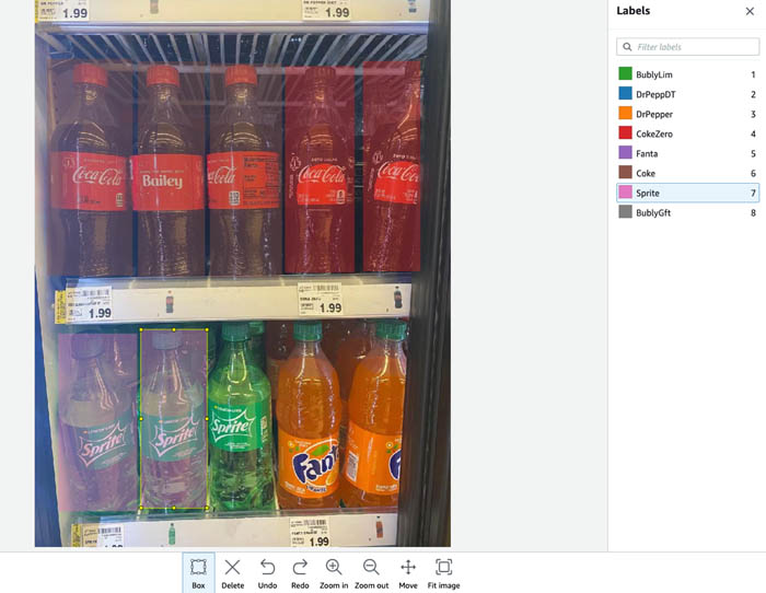 Hyperedge- , PCB Design, Hardware Design, Electronics Design, The image shows how we draw corresponding bounding boxes for all the soft drinks in a vertical refrigerator.