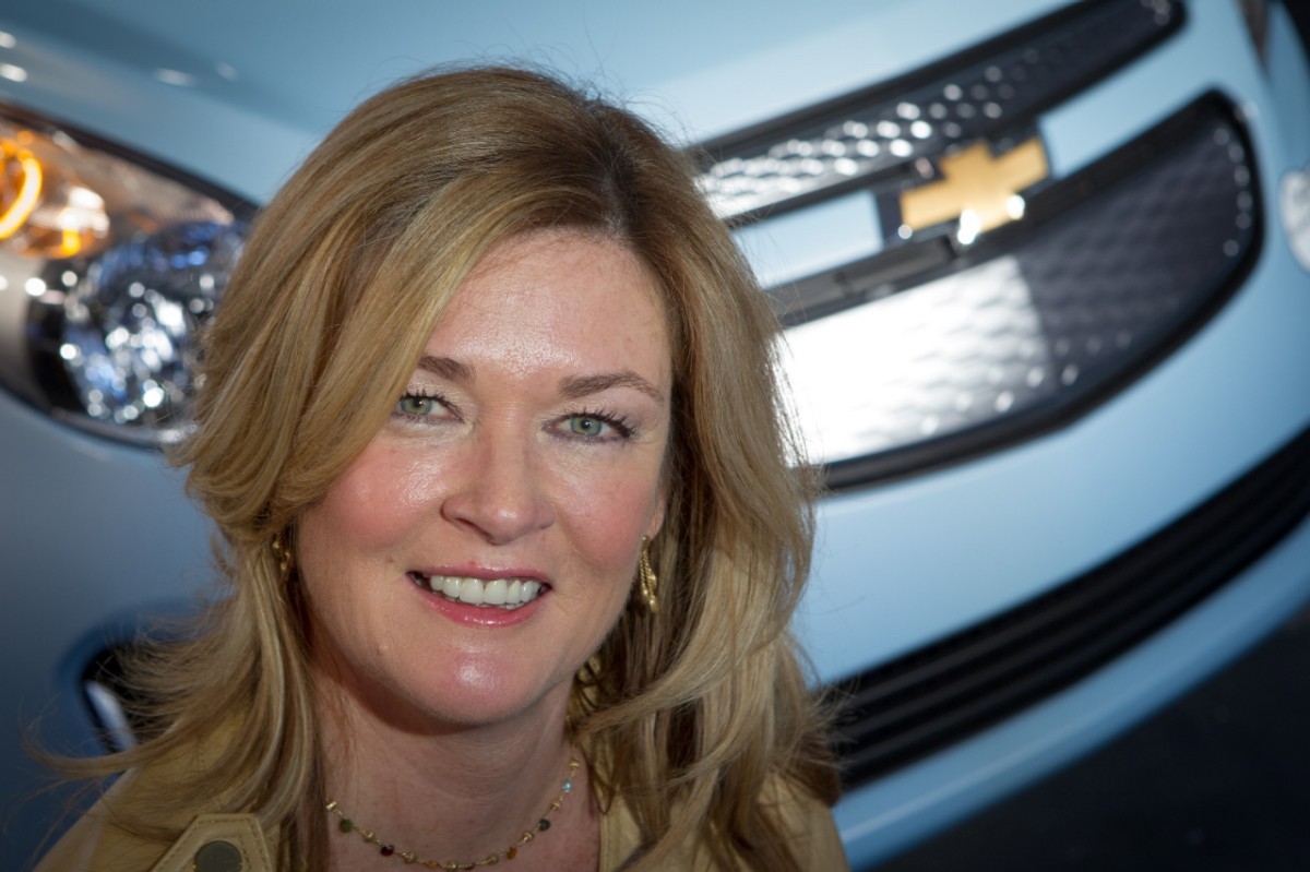 General Motors Chief Engineer Hybrid and Electric Powertrain Engineering Pam Fletcher with the 2014 Spark EV Tuesday, November 27, 2012 at a Chevrolet event on the eve of the Los Angeles International Auto Show in Los Angeles, California. When it goes on sale next summer, the Spark EV is expected to have among the best EV battery range in its segment and will be priced under $25,000 with tax incentives. (Chevrolet News Photo)