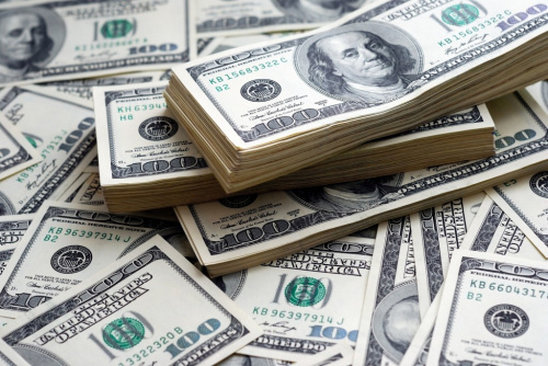 Stacks of hundred dollar bills