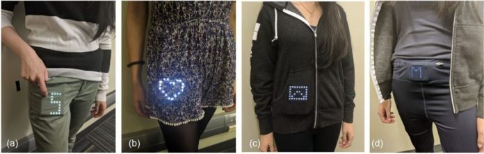 PocketView is an LED display that shows info through clothes and other fabrics