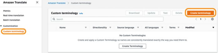Customize Amazon Translate output to meet your domain and organization specific vocabulary