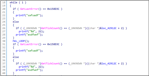 Inserted code serving as obfuscation in Flagpro v2.0 Source: NTT Security Flagpro