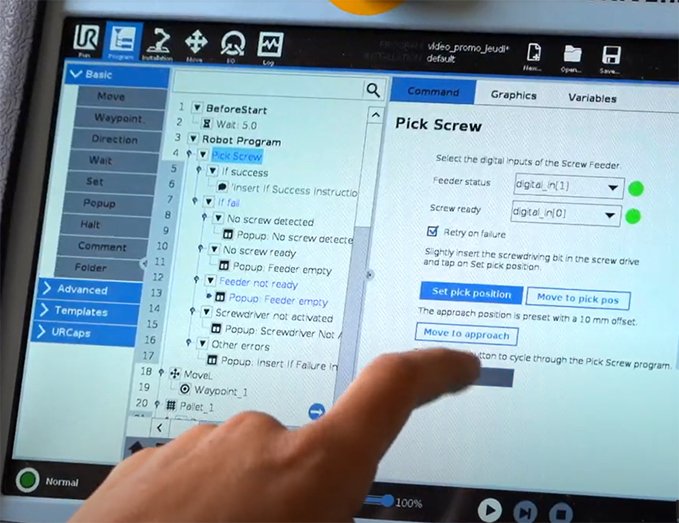 Person programming the Robotiq Screwdriving Solution