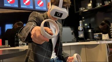 person using a virtual reality headset