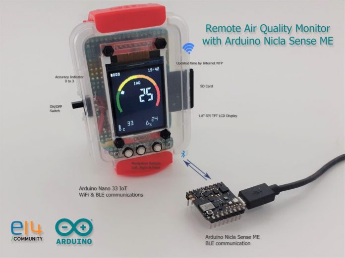 Remote indoor air quality monitoring with the Arduino Nicla Sense ME and Nano 33 IoT
