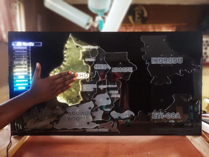 The interactive map highlights regional air pollution
