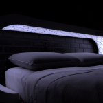 This gorgeous headboard simulates sunrises