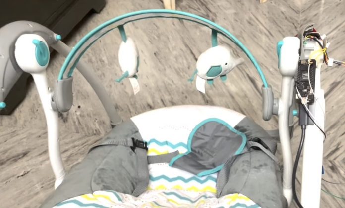 This tinyML-powered baby swing automatically starts when crying is detected