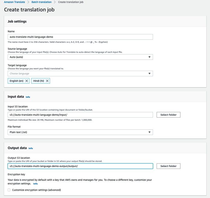 Translate multiple source language documents to multiple target languages using Amazon Translate
