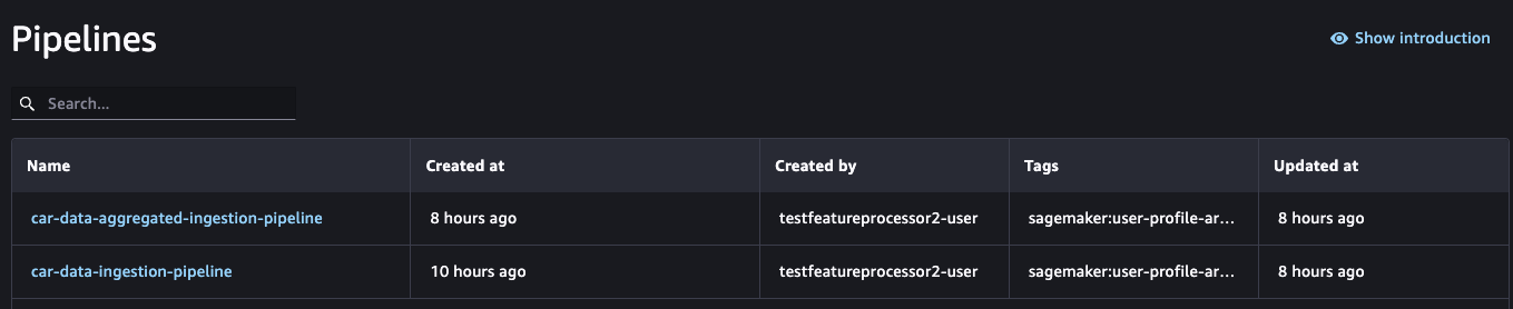 Hyperedge- , PCB Design, Hardware Design, Electronics Design, Image of Sagemaker Studio pipelines with the list of pipelines