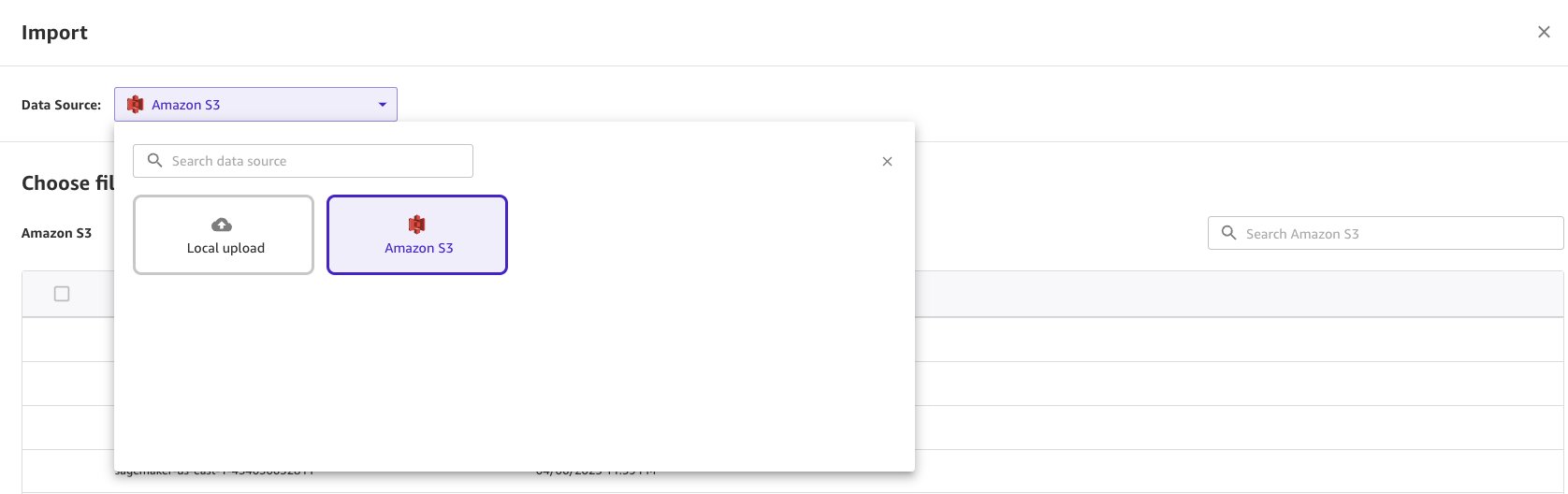 Import dataset from S3 buckets
