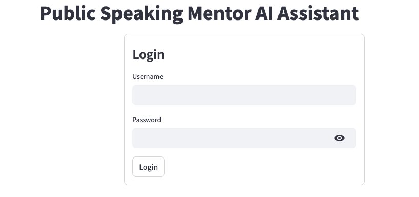 Public Speaking Mentor AI Assistant Login Page