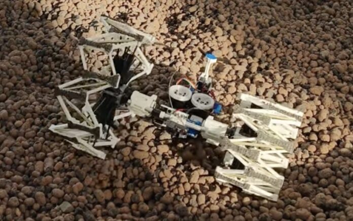 This robot can dynamically change its wheel diameter to suit the terrain