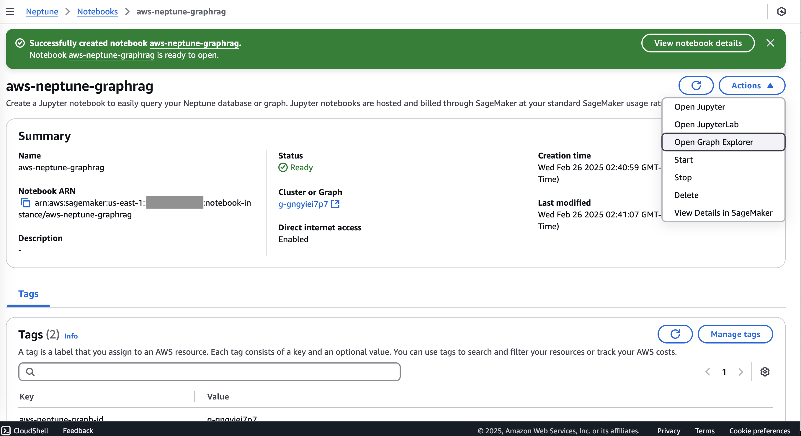 Hyperedge- , PCB Design, Hardware Design, Electronics Design, Neptune notebook details page showing aws-neptune-graphraq configuration