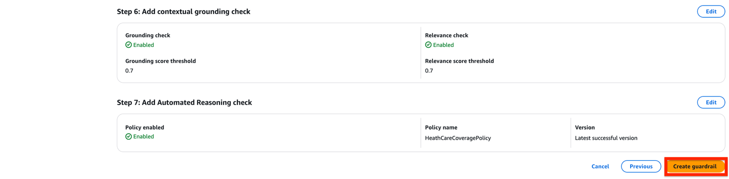 Hyperedge- , PCB Design, Hardware Design, Electronics Design, Amazon Bedrock Guardrail setup steps 6-7 with enabled grounding checks and HealthCareCoveragePolicy settings