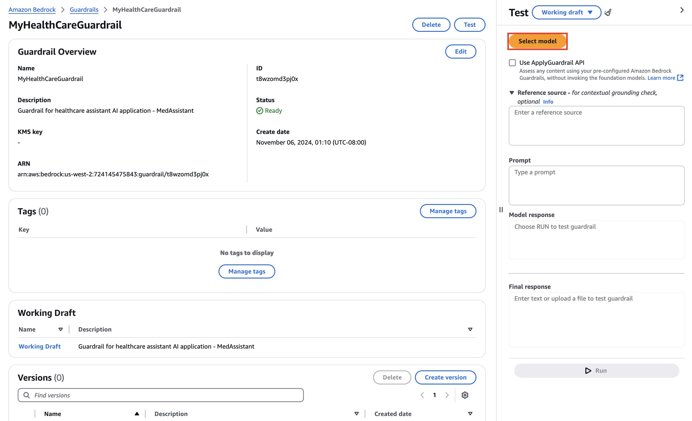 Hyperedge- , PCB Design, Hardware Design, Electronics Design, Amazon Bedrock healthcare guardrail dashboard displaying overview, status, and test interface