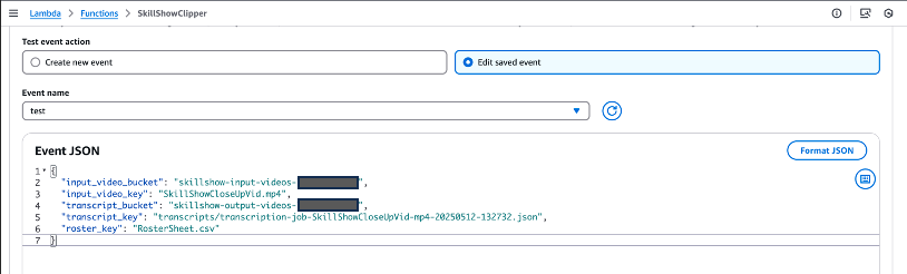 Hyperedge- , PCB Design, Hardware Design, Electronics Design, AWS Lambda console displaying test event configuration with S3 bucket and file path parameters