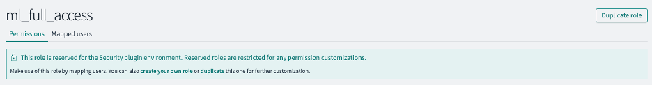 AWS IAM console displaying full access role with security restrictions and role duplication option