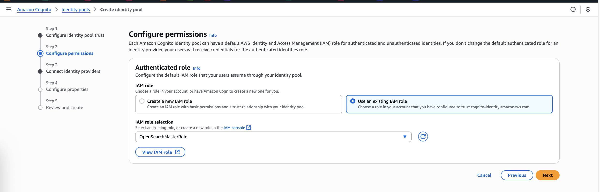 Amazon Cognito Identity Pool Configuration