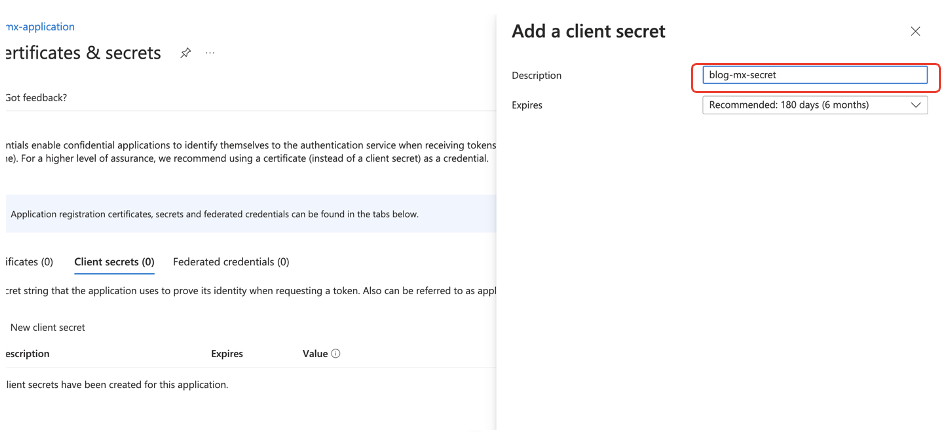 Hyperedge- , PCB Design, Hardware Design, Electronics Design, Azure portal dialog box for adding new client secret with description field and expiration dropdown