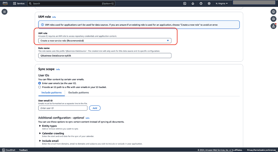 Hyperedge- , PCB Design, Hardware Design, Electronics Design, AWS console interface showing IAM role configuration and sync settings