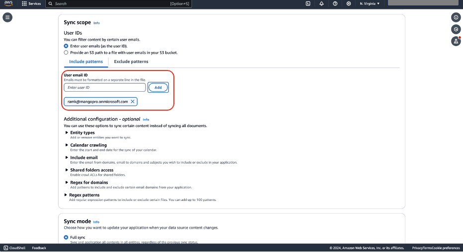 Hyperedge- , PCB Design, Hardware Design, Electronics Design, AWS sync scope configuration with user email input and optional settings
