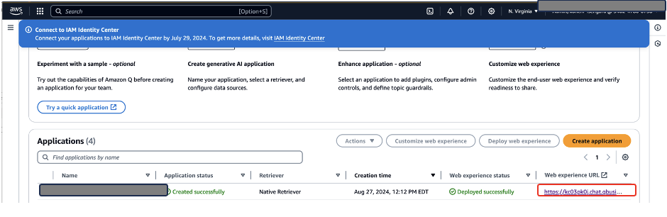 Hyperedge- , PCB Design, Hardware Design, Electronics Design, Amazon Q console dashboard showing application management interface
