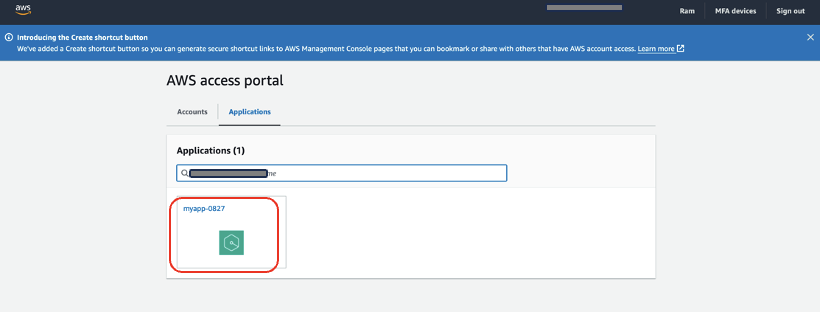 Hyperedge- , PCB Design, Hardware Design, Electronics Design, AWS access portal showing applications tab with one app listed
