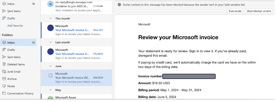 Hyperedge- , PCB Design, Hardware Design, Electronics Design, Outlook inbox showing Microsoft invoice email with billing details