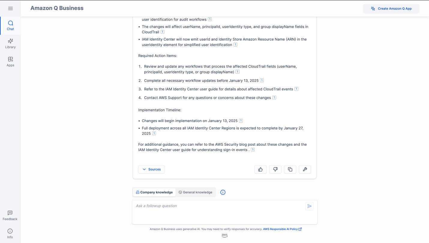 Hyperedge- , PCB Design, Hardware Design, Electronics Design, Amazon Q response showing CloudTrail implementation timeline and required actions