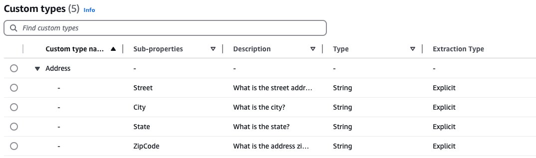 Hyperedge- , PCB Design, Hardware Design, Electronics Design, Amazon Bedrock Data Automation interface displaying custom address type configuration with explicit field mappings