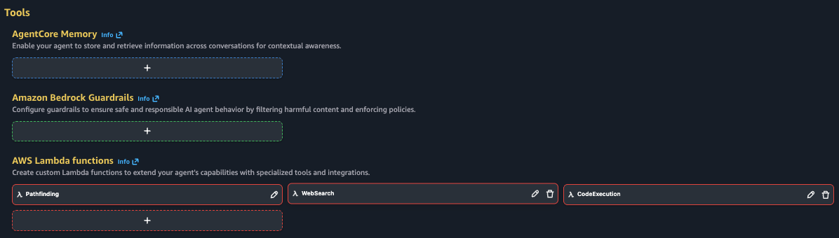Figure 4: AWS AI League agent tools