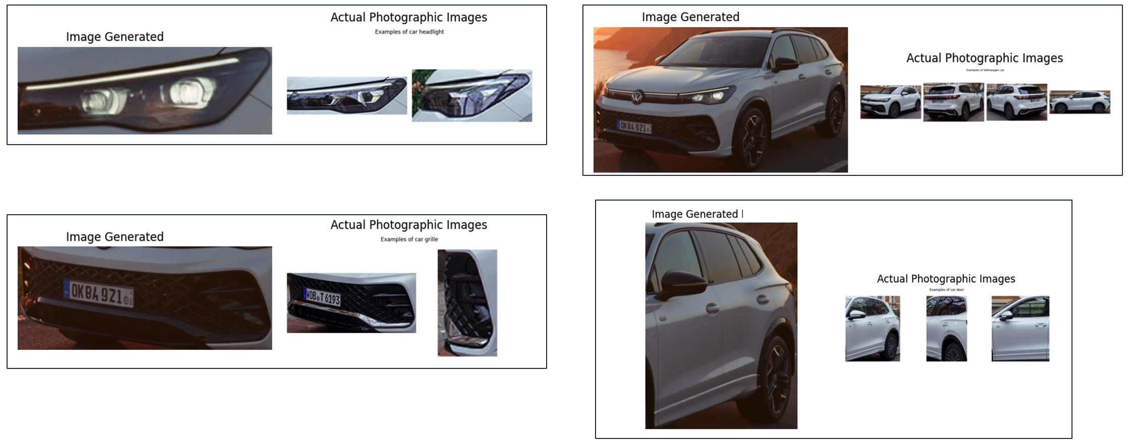 Hyperedge- , PCB Design, Hardware Design, Electronics Design, Side-by-side comparison of segmented vehicle components from reference and generated images, paired for evaluation