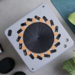 This futuristic-looking dustbin features a motion-activated iris mechanism