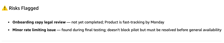 Hyperedge- , PCB Design, Hardware Design, Electronics Design, Assistant follow-up response highlighting risk flags from the meeting