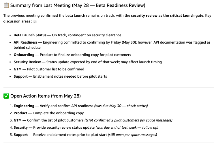 Hyperedge- , PCB Design, Hardware Design, Electronics Design, Assistant prep brief listing open action items and unresolved follow-ups from the Webex space