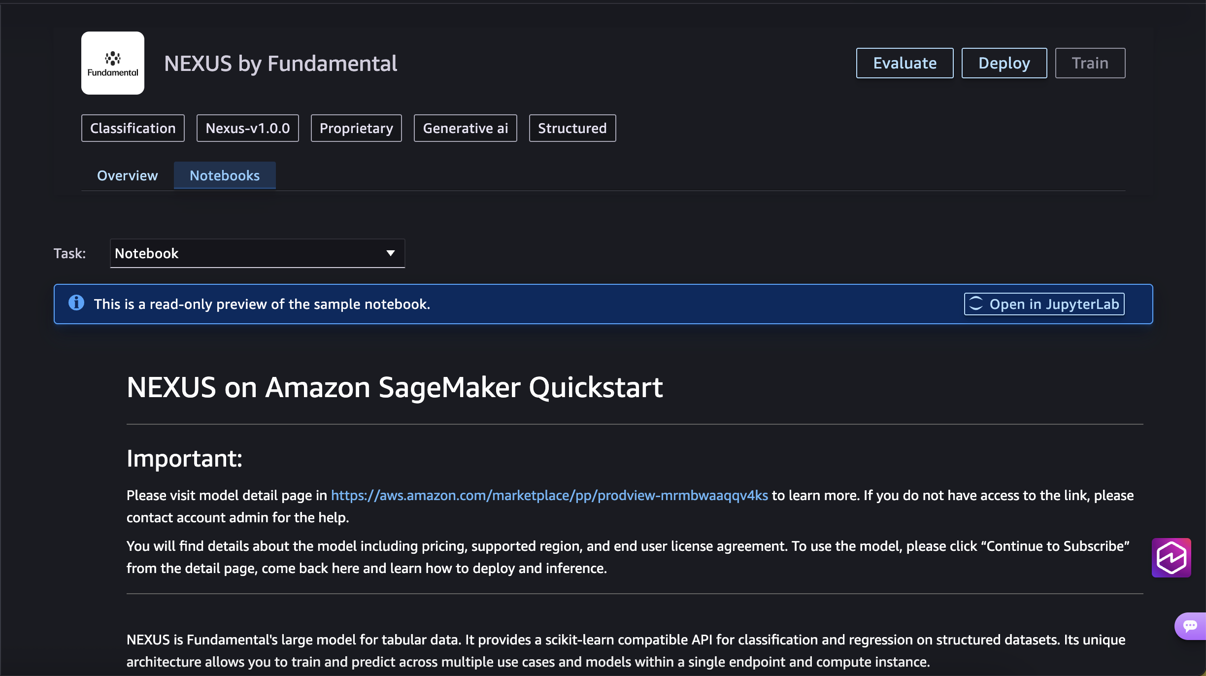 Hyperedge- , PCB Design, Hardware Design, Electronics Design, Amazon SageMaker JumpStart search results page showing the Fundamental NEXUS model listing.