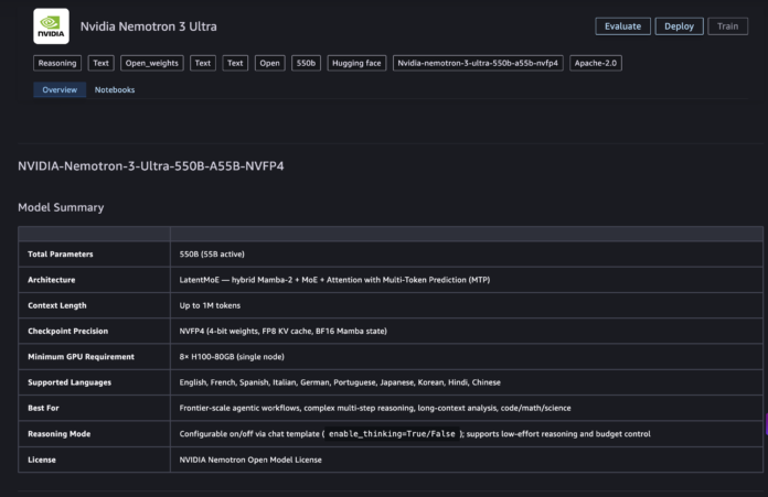 NVIDIA Nemotron 3 Ultra now available on Amazon SageMaker JumpStart