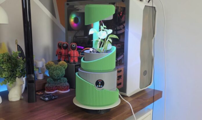 This stunning smart planter tracks plant health and handles daily care